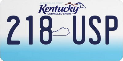 KY license plate 218USP
