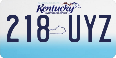 KY license plate 218UYZ