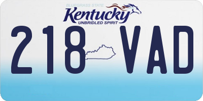 KY license plate 218VAD