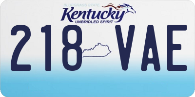 KY license plate 218VAE