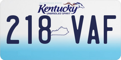 KY license plate 218VAF