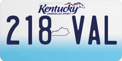 KY license plate 218VAL