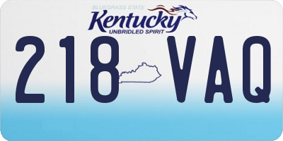 KY license plate 218VAQ