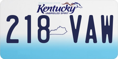 KY license plate 218VAW