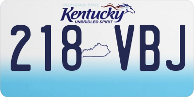 KY license plate 218VBJ