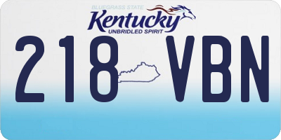 KY license plate 218VBN