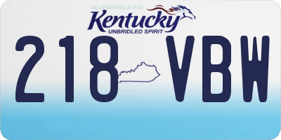 KY license plate 218VBW