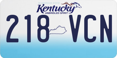 KY license plate 218VCN