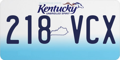 KY license plate 218VCX