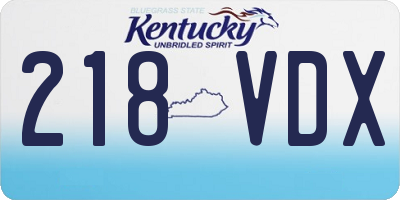 KY license plate 218VDX