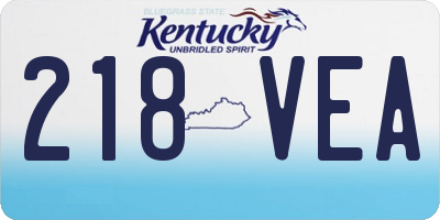 KY license plate 218VEA