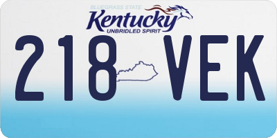 KY license plate 218VEK