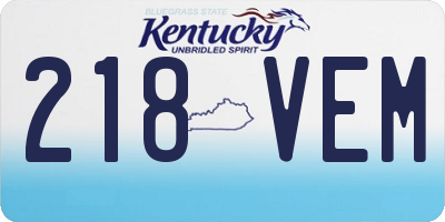 KY license plate 218VEM