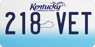 KY license plate 218VET