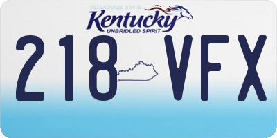 KY license plate 218VFX