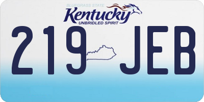 KY license plate 219JEB