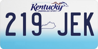KY license plate 219JEK