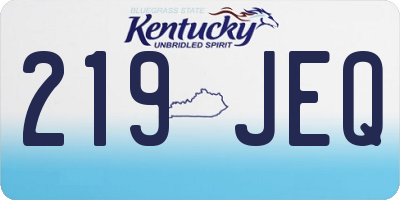 KY license plate 219JEQ