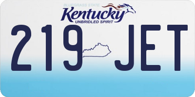 KY license plate 219JET