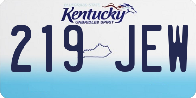 KY license plate 219JEW
