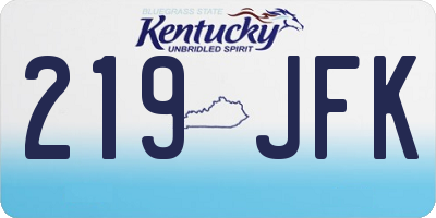 KY license plate 219JFK