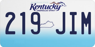 KY license plate 219JIM