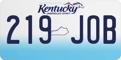 KY license plate 219JOB
