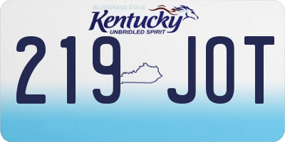 KY license plate 219JOT