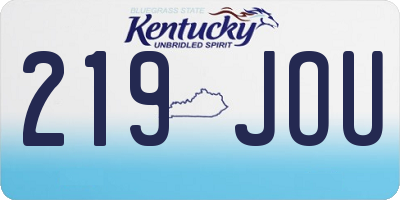 KY license plate 219JOU