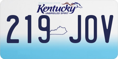 KY license plate 219JOV