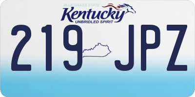 KY license plate 219JPZ