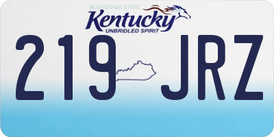KY license plate 219JRZ