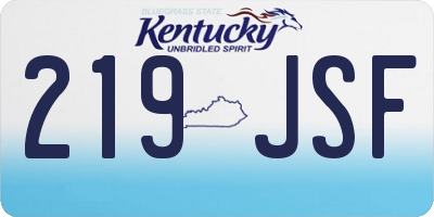 KY license plate 219JSF
