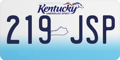 KY license plate 219JSP