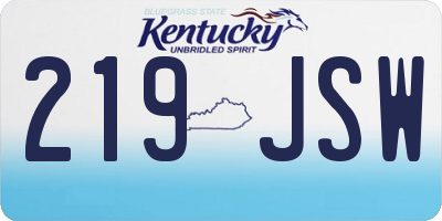 KY license plate 219JSW