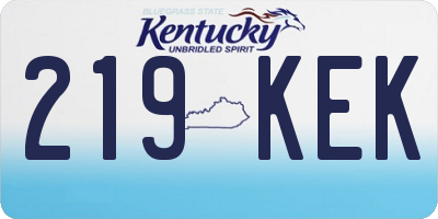 KY license plate 219KEK