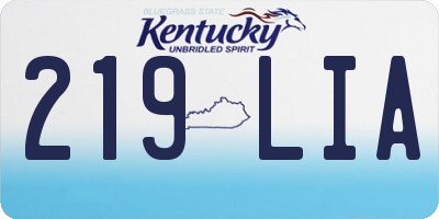 KY license plate 219LIA