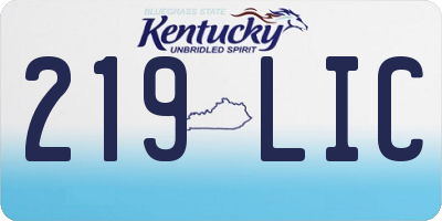 KY license plate 219LIC