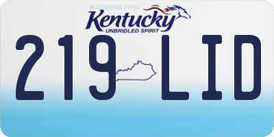 KY license plate 219LID