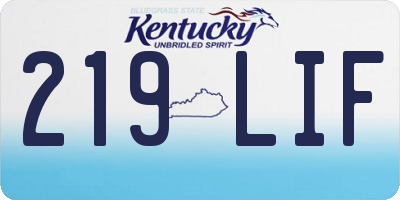 KY license plate 219LIF