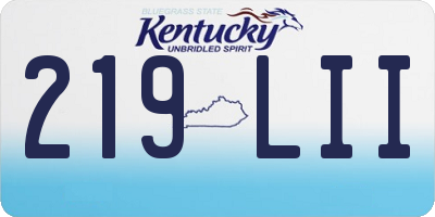 KY license plate 219LII