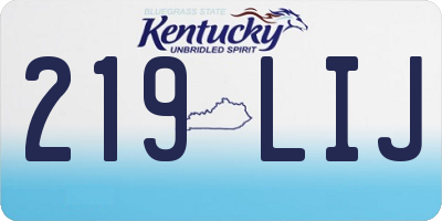 KY license plate 219LIJ