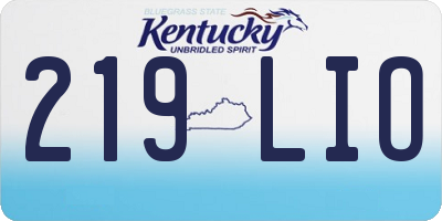 KY license plate 219LIO