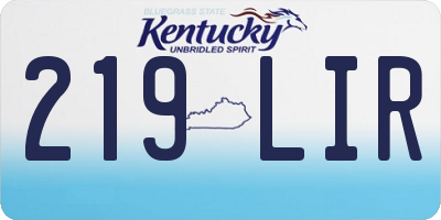 KY license plate 219LIR