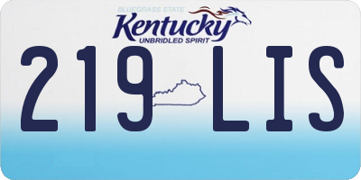 KY license plate 219LIS