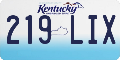 KY license plate 219LIX