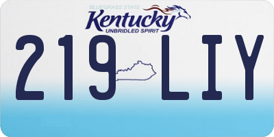 KY license plate 219LIY