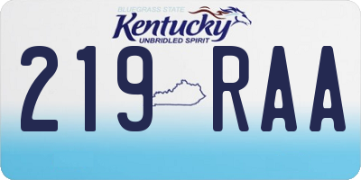 KY license plate 219RAA