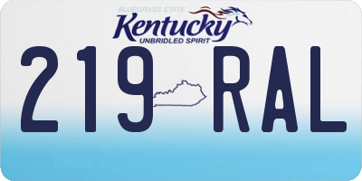 KY license plate 219RAL