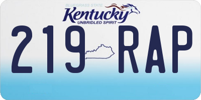 KY license plate 219RAP